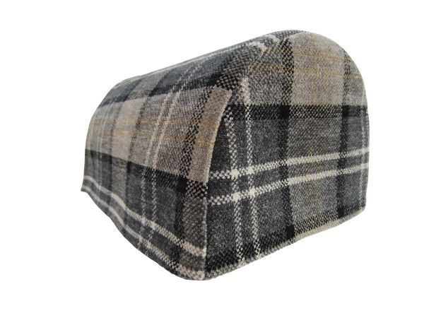 Chenille Check Arm Chair Caps, Chair Backs Grey Black