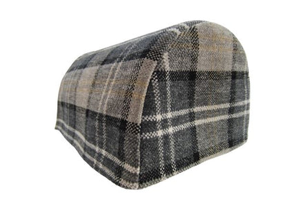 Chenille Check Arm Chair Caps, Chair Backs Grey Black