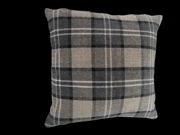 Chenille Check Arm Chair Caps, Chair Backs Grey Black