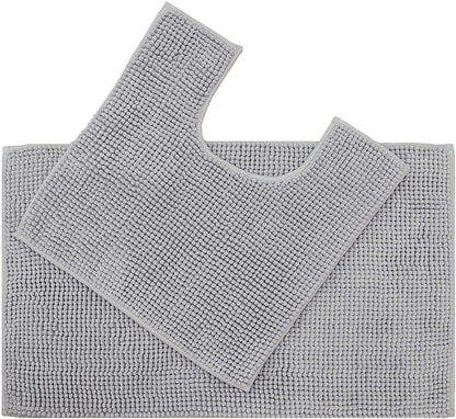 Supersoft Micro Chenille Bath Mat Set Dove Grey