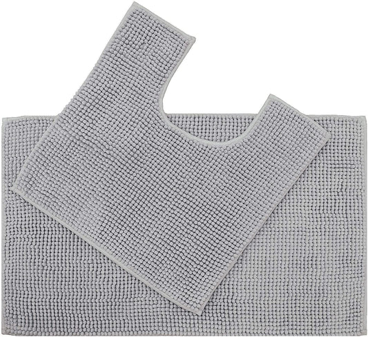 Supersoft Micro Chenille Bath Mat Set Dove Grey