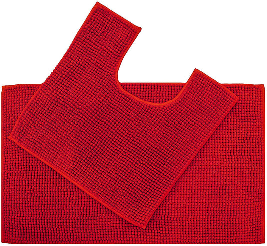 Supersoft Micro Chenille Bath Mat Set Red