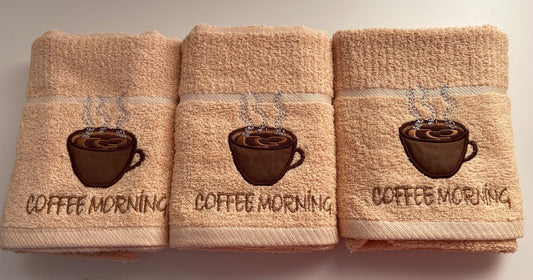 Coffee Morning Design Tea Kitchen Towel Beige