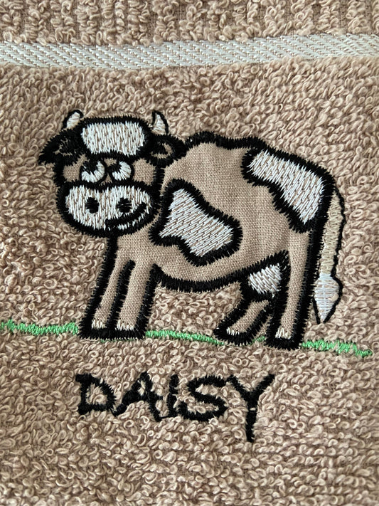 'Daisy' Cow Tea Kitchen Towel Latte