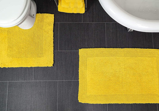 Heavyweight Elegance Reversible Bath Mats in Mustard Yellow