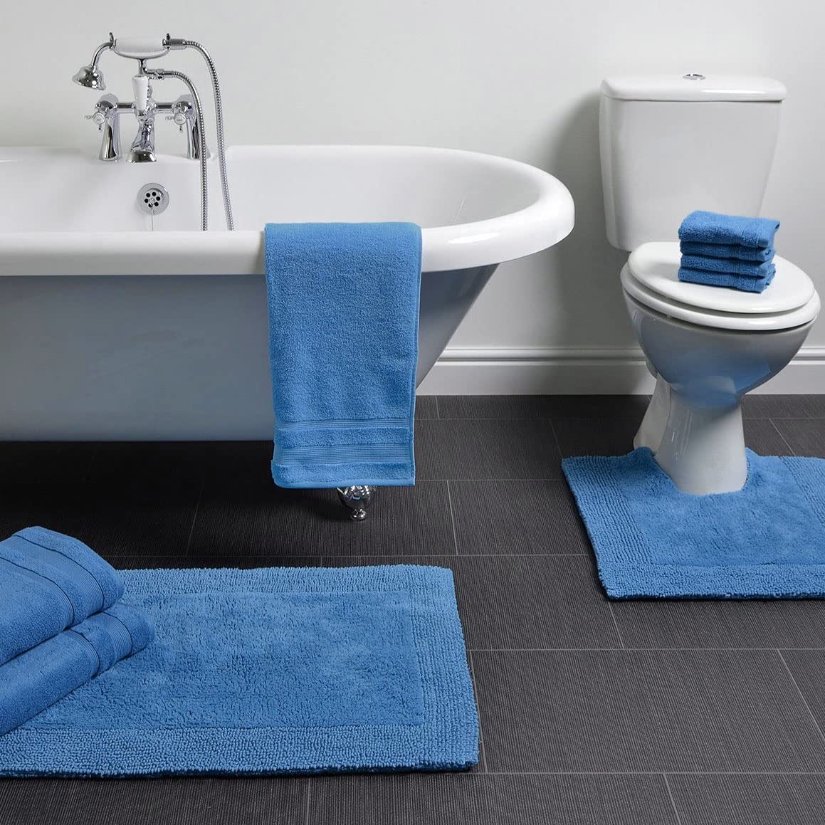 Heavyweight Reversible Bath Mats Cornish Blue