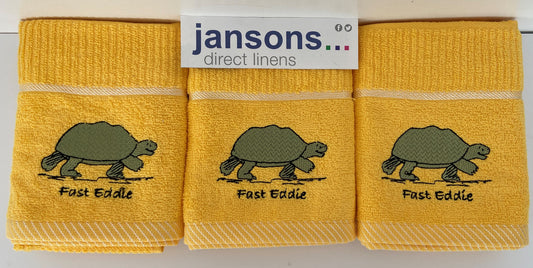 Fast Eddie Tortoise Design Tea Kitchen Towel Yellow