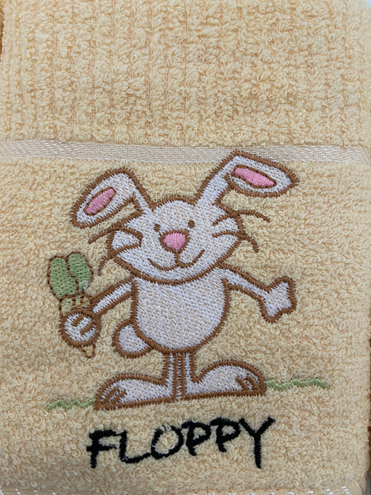 'Floppy' Rabbit Tea Kitchen Towel Lemon