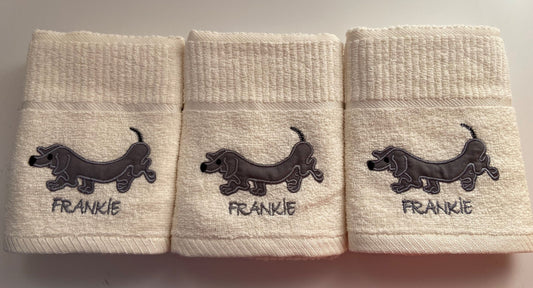 'Frankie' Dog Tea Kitchen Towel in Silver