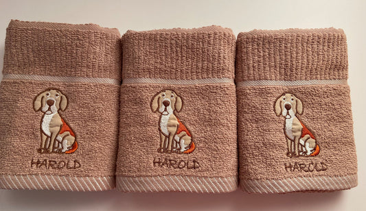 'Harold' Dog Tea Kitchen Towel Latte
