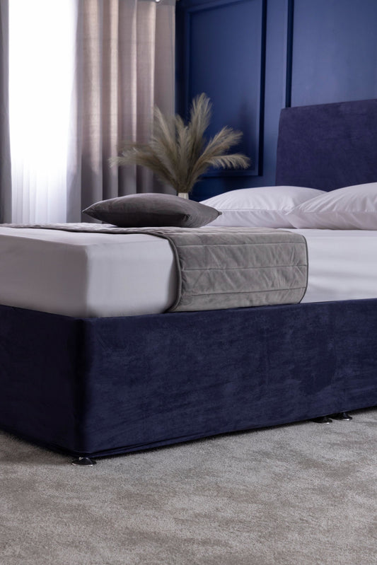 Faux Suede Divan Bed Base Wrap in Navy Blue