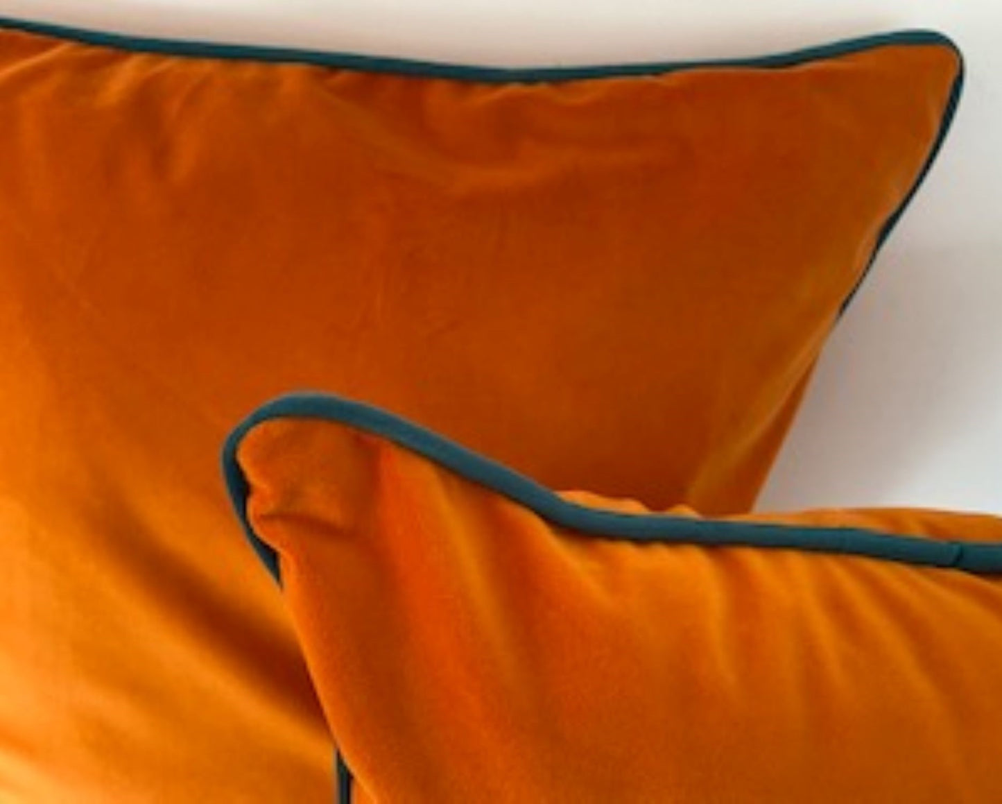 Soft Velvet Feel Cushion Pumpkin Orange & Teal