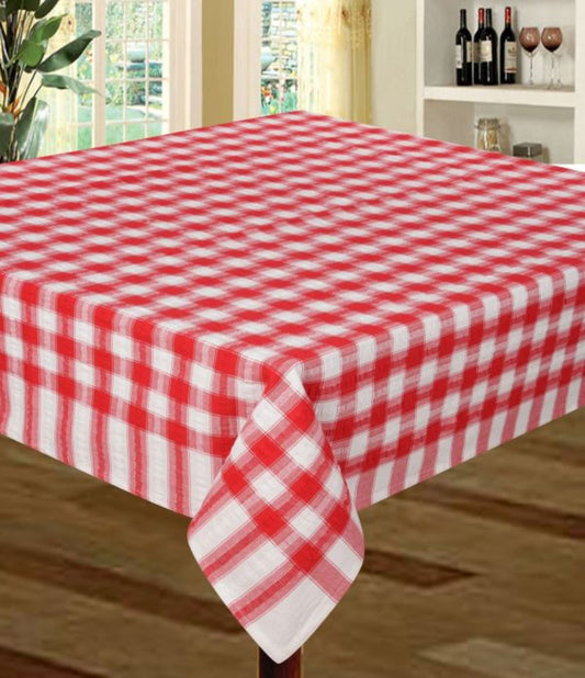 Seersucker Cotton Table Cloth Red & White