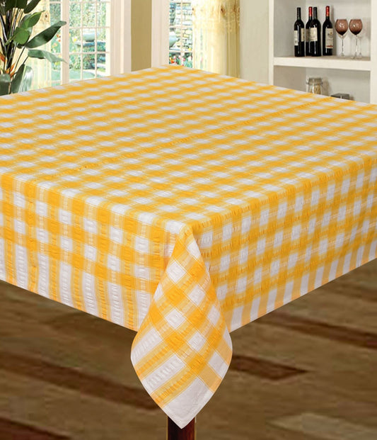 Seersucker Cotton Table Cloth Yellow Gold & White