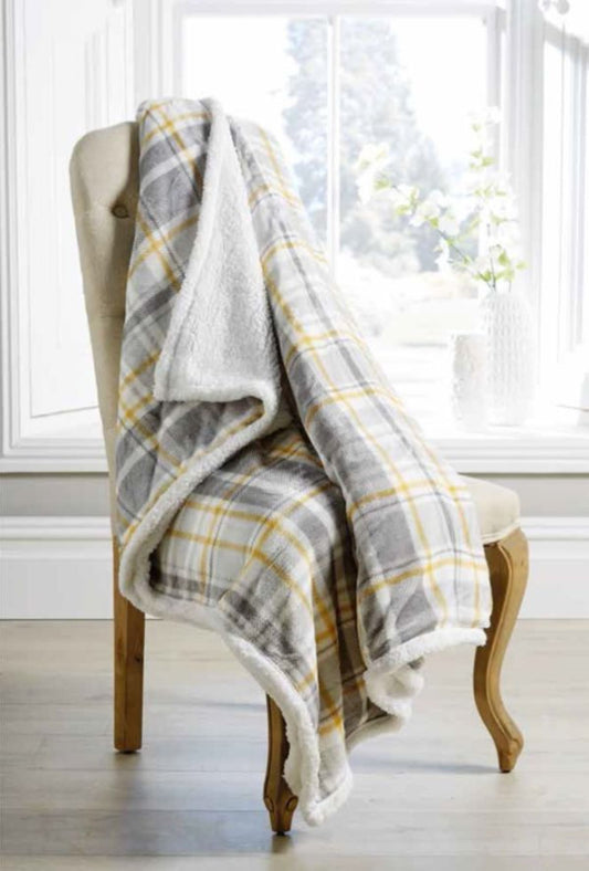 Check Supersoft Throw with Sherpa Fleece Reverse