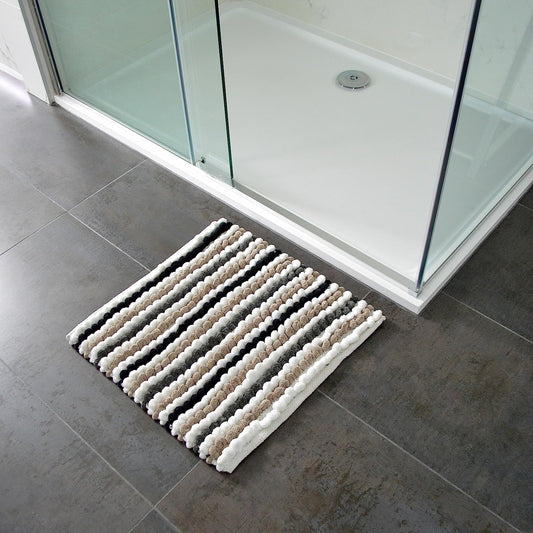 Bobble Stripe Shower Mat in Monochrome Shades