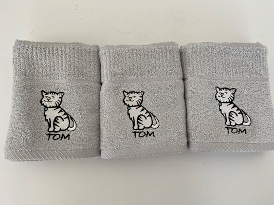 'Tom' Cat Tea Kitchen Towel in Silver