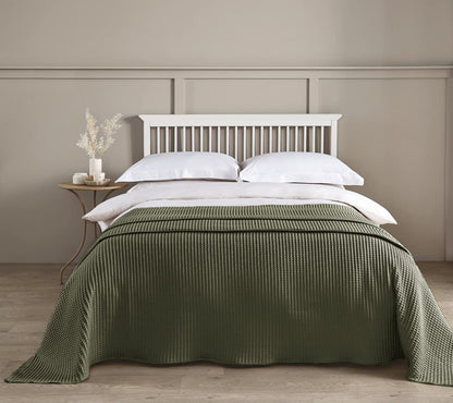 100% Cotton Hotel Waffle Weave Throw Khaki Green