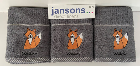 Willow Fox Design Tea Kitchen Towel Grey